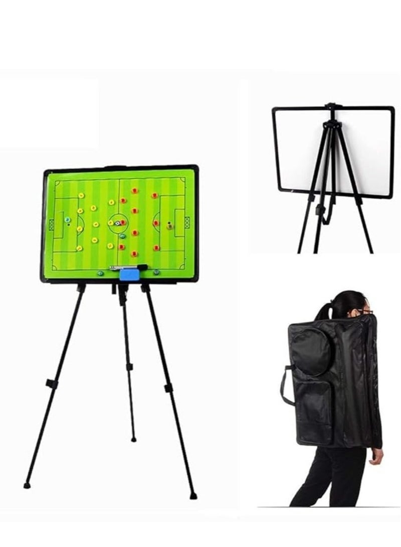 سبال لوحة بيضاء لتدريب كرة القدم المغناطيسية مع حامل عرض، حقيبة حمل قابلة للمسح الجاف، قلم تحديد ومغناطيس - مجموعة لوحة تكتيكية قابلة للطي والمحمولة - Image 1
