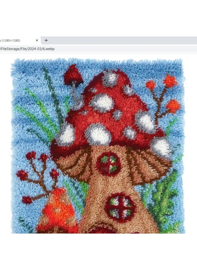 Loquat DIY Latch Hook Kits Rug Embroidery Carpet Set with Crochet Needlework Crafts Shaggy Latch Kits for Adults/Kids Home Decoration  - Image 1