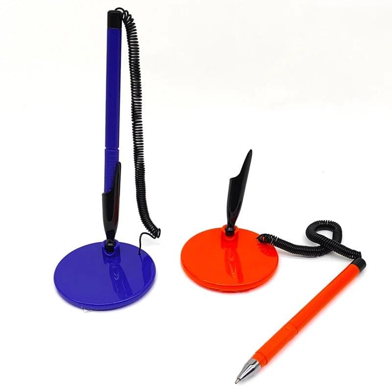 Prescent 2pc Random Color Round Design Desk Pen for Desk reception easy to use and store pen (pack of 2, Random Color) - Image 2