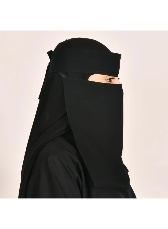 lamha abaya Long niqab with slanted elastic and tie closure