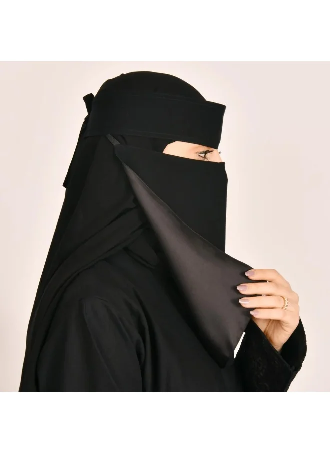 lamha abaya Long niqab with slanted elastic and tie closure