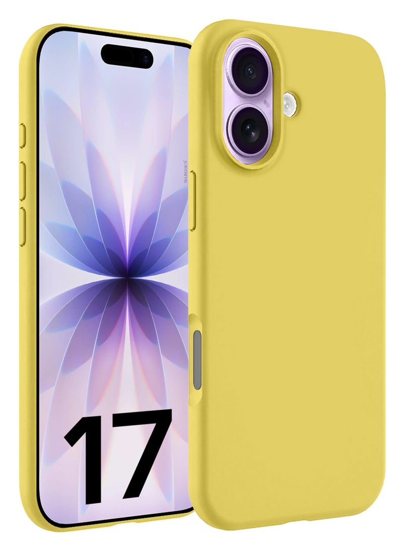 Silicone Protective Phone Case for iPhone 17 - Soft Anti-Scratch Microfiber Lining Ultra Slim Drop Protection Phone Cover - Yellow - Image 1
