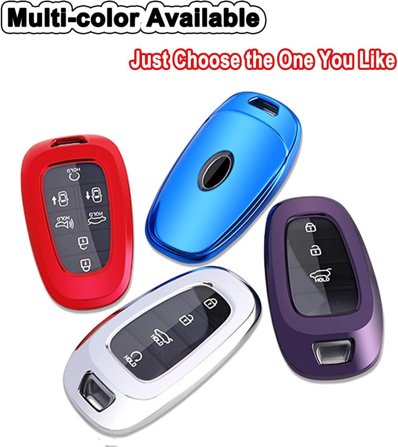 Arruweer Key Fob Cover Fit for Hyundai Sonata Santa Fe Tucson Soft TPU Remote Holder Skin Protector Jacket Keyless Entry Sleeve Accessories (Dark Purple) - Image 5