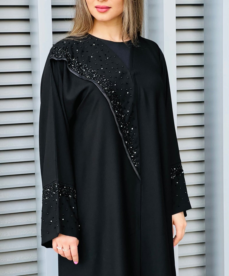 Moistreet Embroidered Open Front Abaya - Image 3