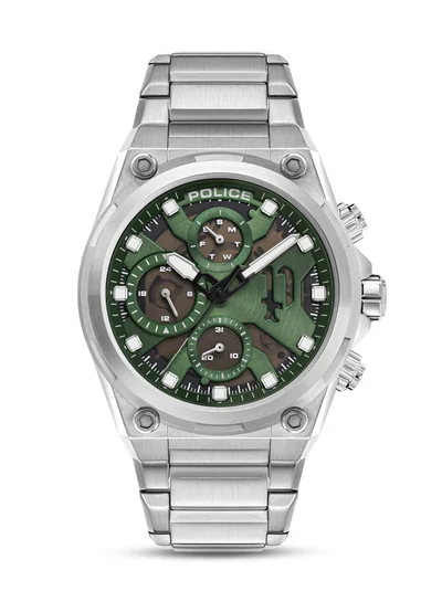 بوليس Men's ساعة رجالية Airflow متعددة الوظائف بقرص أسود وسوار ستانلس ستيل 316L