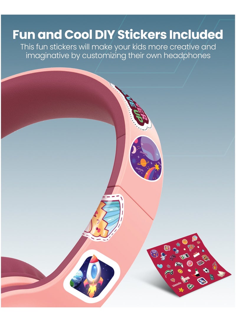 Moxedo Tiny Tunes Wired On-Ear Headphone with In-Line Remote Built-in Microphone Adjustable Foldable Design Stereo Headphone 93dB Compatible for iPad/Phone/Tablet and Other Devices (Red) - Image 4