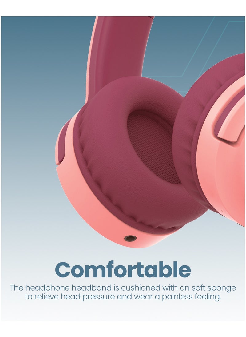 Moxedo - Moxedo Tiny Tunes Wired On-Ear Headphone with In-Line Remote Built-in Microphone Adjustable Foldable Design Stereo Headphone 93dB Compatible for iPad/Phone/Tablet and Other Devices (Red) - Image 1