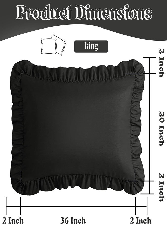 KKJIAF Ruffle Pillow Cases King Size Set of 2, Ruffled Pillow Covers with Envelope Closure, Wrinkle Resistant Pillowcases 20" x 36", Ruffled Pillow Shams, Black - Image 3