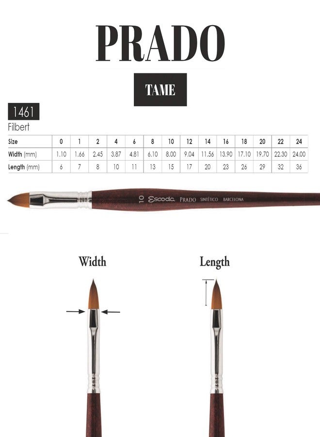 Escoda Art Products Escoda Prado Series Artist Watercolor & Acrylic Short Handle Filbert Paint Brush, Size 2, Synthetic Sable - Image 3
