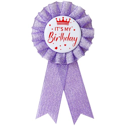 LUKGELYAM Its My Birthday Pins Happy Birthday Button Pin Satin Grosgrain Ribbon Badge Brooch Pins for Women Men - Image 1