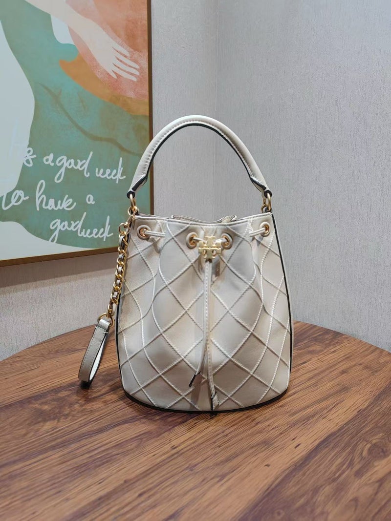 Tb Women'S Bag Diamond Bucket Handbag Women'S Genuine Leather Classic Stitching Soft Leather Chain Shoulder Bag Large Capacity Carrying Case - Image 1