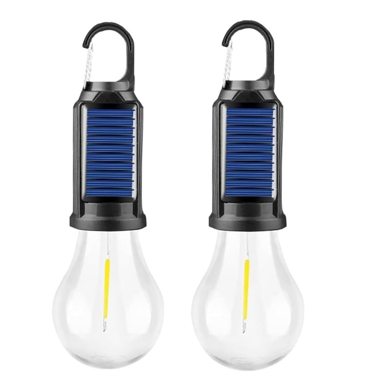 coku Solar Powered Rechargeable Emergency LED Light Bulb, Portable Waterproof Hanging Camping Lantern with 3 Modes & USB Charging, Outdoor Tent Lights for Hiking, Car, Household, Traveling (Pack 2) - Image 1