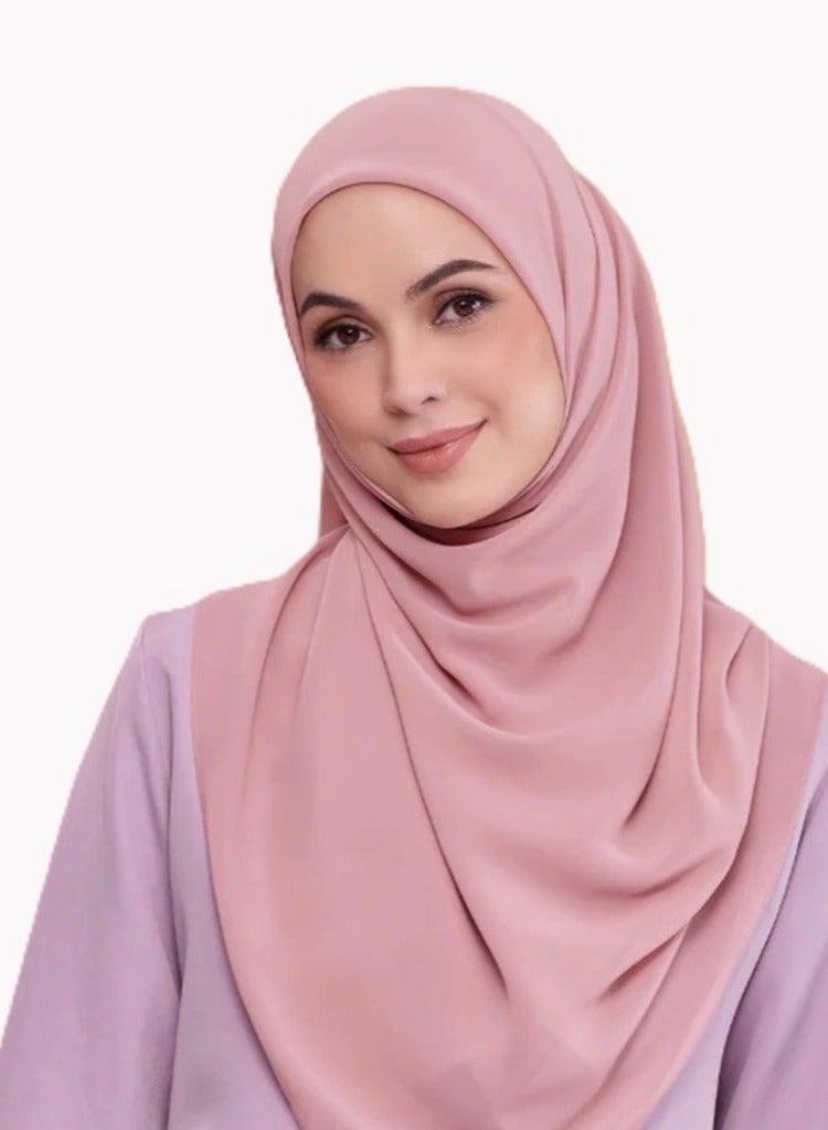 برفكتوري حجاب شيفون فوري للنساء المسلمات تحت وشاح وربطة عنق مع حجاب إسلامي عصري بلون واحد وغطاء رأس وعمامة - الرماد الوردي  - Image 1