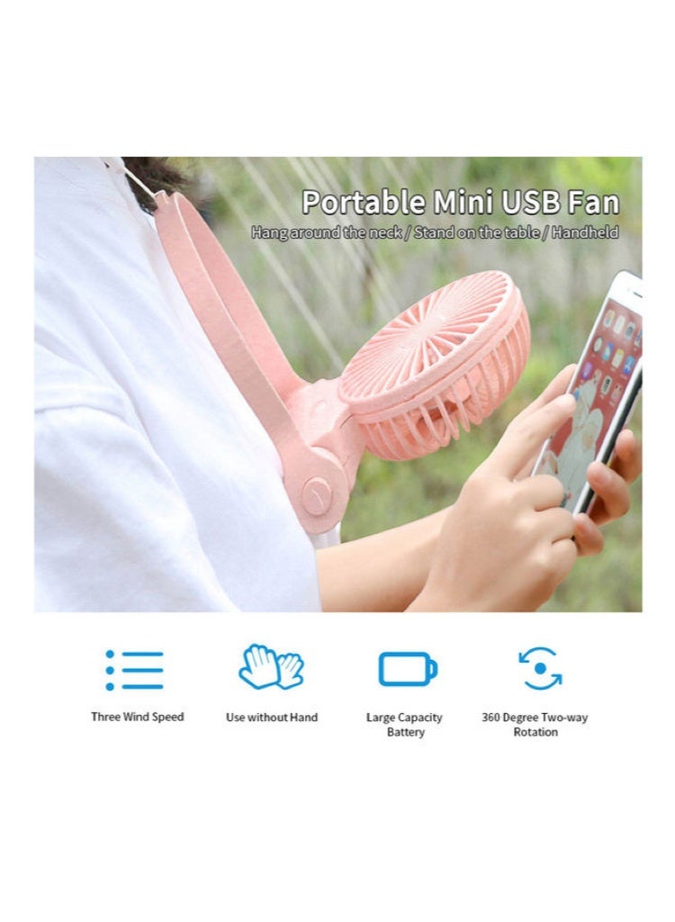 3-IN-1 Hand/Desk/Neck Fan,Portable neck hanging fan, mini fan, handheld fan, used for cooling small personal hands-free fan, USB rechargeable battery, 3-speed air circulation fan - Image 4