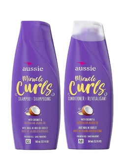 Aussie Aussie Miracle Curls Shampoo and Conditioner Set with coconut & australian jojoba oil-12.1 fl oz each  - Image 1