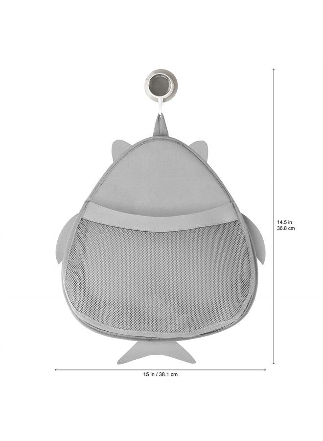 3 sprouts Baby/Child Hanging Suctioned Cup Family Bath/Shower Storage Organizer with Large Mesh Pockets, Sea Shark 