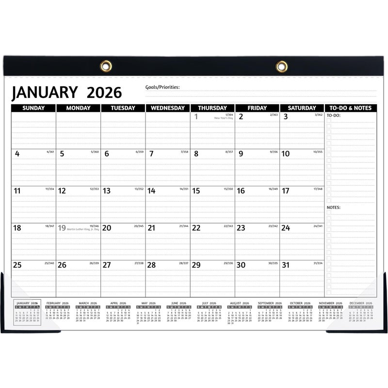 BowCuk 2026-2027 Desk Calendar â€“ Run Now to MAR. 2027, 18 Monthly Desk Calendar 2026-2027 Large, 17'' x 12'', Best Desk/Wall Calendar 2026 with To-do Lists, Desk Pad, Ruled Blocks, Corner Protectors - Image 1