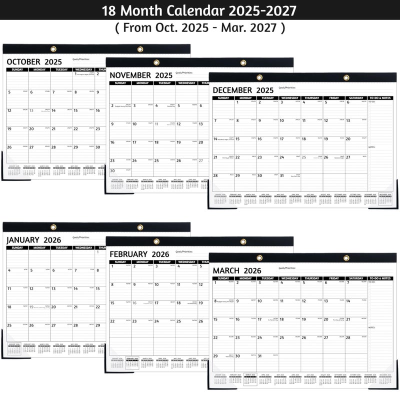 BowCuk 2026-2027 Desk Calendar â€“ Run Now to MAR. 2027, 18 Monthly Desk Calendar 2026-2027 Large, 17'' x 12'', Best Desk/Wall Calendar 2026 with To-do Lists, Desk Pad, Ruled Blocks, Corner Protectors - Image 3