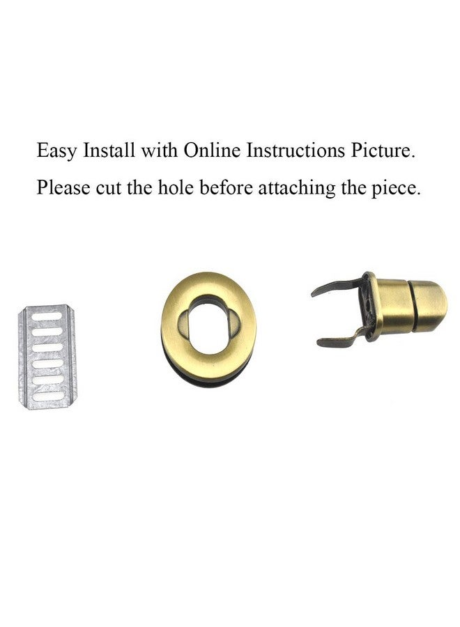 HAHIYO HAHIYO Twist Purse Closure Turn Locks Clip Clasp Easy Install with Online Instructions Picture for Wallet Briefcase Clutch Handbag 1.1 Inch Length Metal Sturdy Antique Brass 2 Sets with Washers  - Image 3
