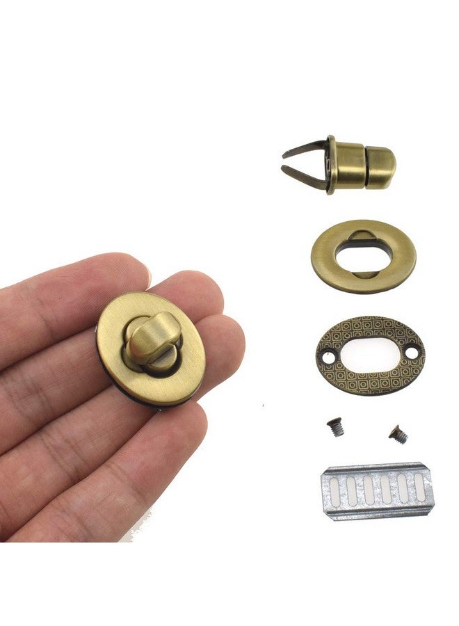 HAHIYO HAHIYO Twist Purse Closure Turn Locks Clip Clasp Easy Install with Online Instructions Picture for Wallet Briefcase Clutch Handbag 1.1 Inch Length Metal Sturdy Antique Brass 2 Sets with Washers  - Image 1