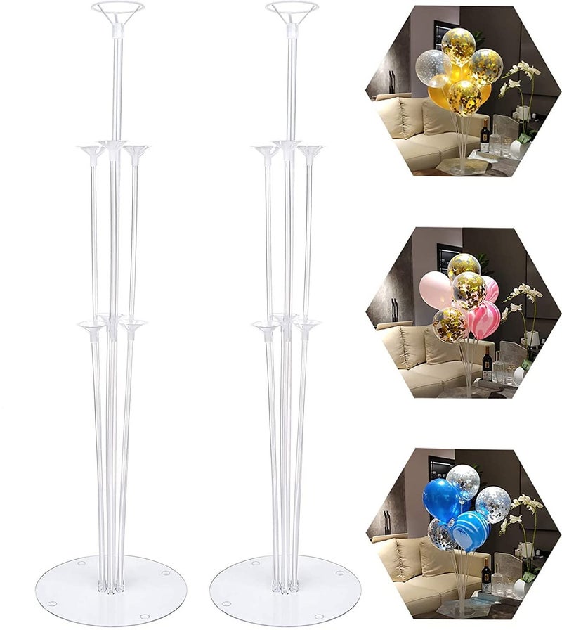 Just Flowers Reusable Balloon Stand Holder Kit Balloon Stand Each Set Include 7 Sticks 7 Cups and 1 Base Table for Birthday Wedding Party Decorations Supplies Set of 2 Balloon Stand Kit Plastic