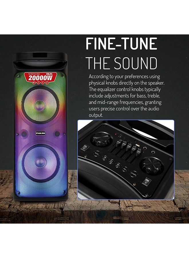 NIKAI Rechargeable Bluetooth Party Speakers 20000W PMPO TWS Stereo Channel, 2 Years Warranty NPRTY1060 Black - Image 3