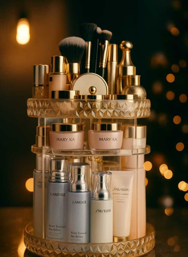 منظم مكياج -حقيبة تخزين لمستحضرات التجميل قابلة للتعديل بزاوية 360 درجة لتخزين مستحضرات التجميل بسعة كبيرة مصنوع من الأكريليك شفاف - Image 1