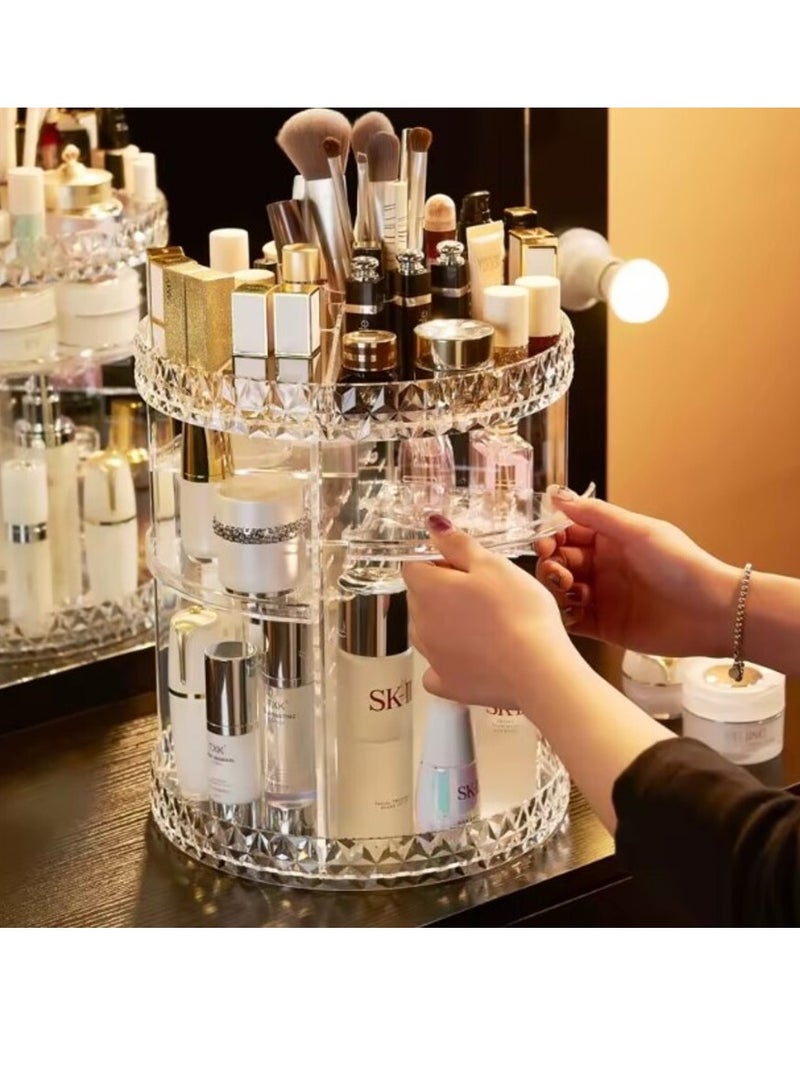 منظم مكياج -حقيبة تخزين لمستحضرات التجميل قابلة للتعديل بزاوية 360 درجة لتخزين مستحضرات التجميل بسعة كبيرة مصنوع من الأكريليك شفاف - Image 2