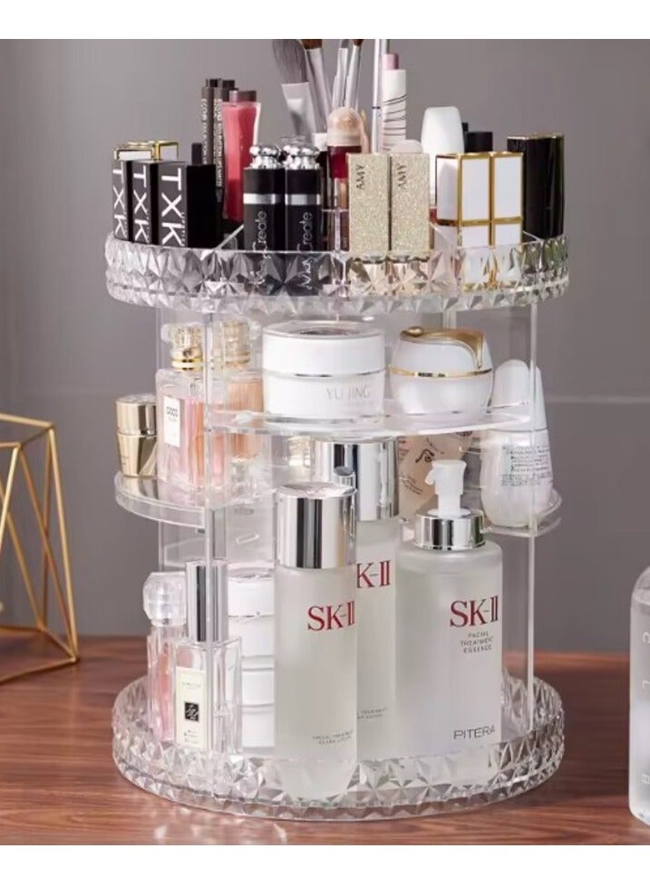 منظم مكياج -حقيبة تخزين لمستحضرات التجميل قابلة للتعديل بزاوية 360 درجة لتخزين مستحضرات التجميل بسعة كبيرة مصنوع من الأكريليك شفاف - Image 3