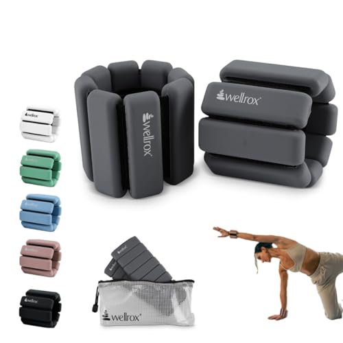 Wellrox Weighted Bangles – Adjustable Ankle and Wrist Weights for Women & Men – Set of Ankle Weights 2 lbs (1 lb Each Wrist Weight) | Weighted Arm Bands for Pilates, Yoga, Running & Walking (Grey) - Image 1