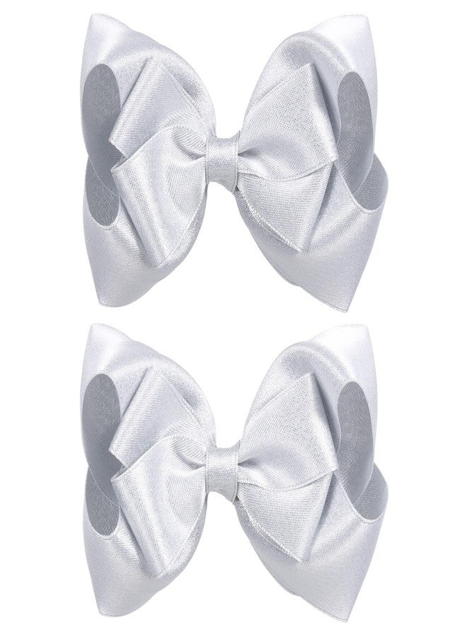 ميروكش مجموعة من قطعتين من فيونكات الشعر الفضية اللامعة، بطول 4 بوصات، مزودة بمشابك شعر على شكل فيونكات لامعة، مناسبة للفتيات الصغيرات والمراهقات، ولحفلات الزفاف، والعودة إلى المدرسة، وعيد الحب، ورأس السنة الجديدة، كهدية مميزة. - Image 1