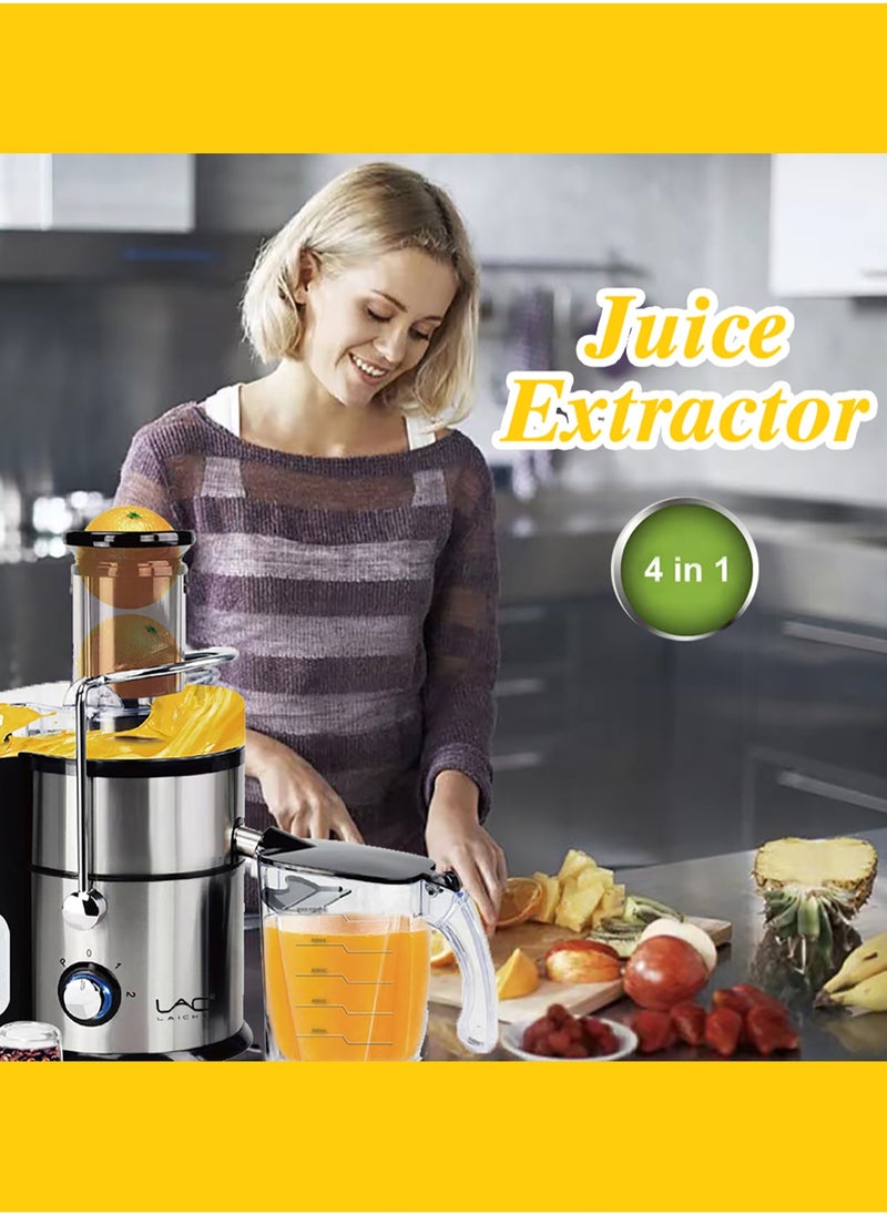 LAC LAICHY - 4-in-1 Juicer & Blender - Electric Blender, Juicer, Chopper & Grinder 2-Speed Pulse Function, Powerful Versatile & Compact with Stainless Steel Body & Mesh Strainer | Motor Overheat Protection - Image 1
