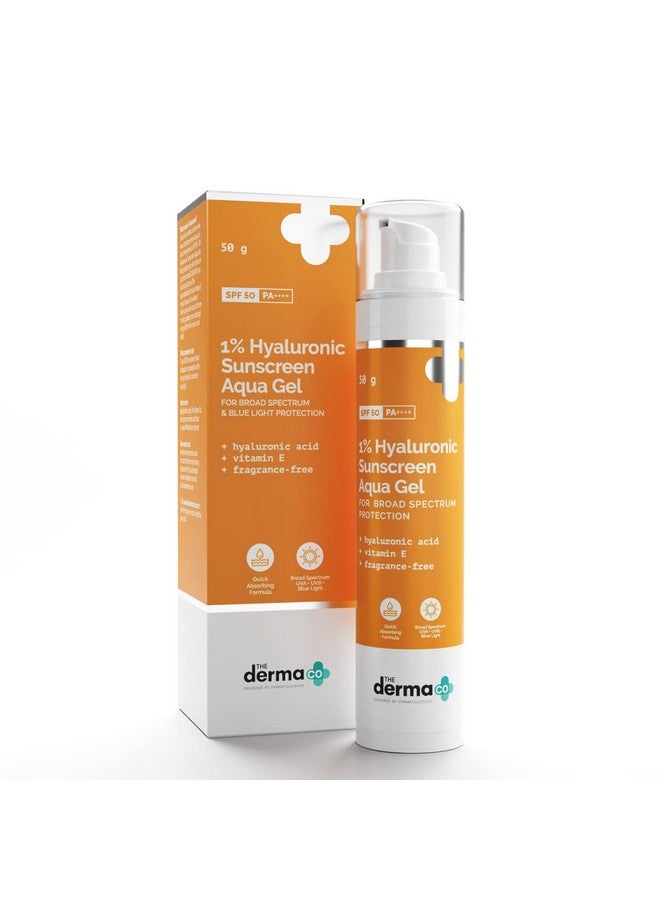 THE derma Co جل واقي من الشمس بحمض الهيالورونيك أكوا ألترا لايت مع عامل حماية من الشمس 50 Pa++++ لحماية واسعة النطاق من الأشعة فوق البنفسجية A وB والضوء الأزرق للبشرة الدهنية 50 جرام (ديرماكو)، عبوة من قطعة واحدة - Image 1
