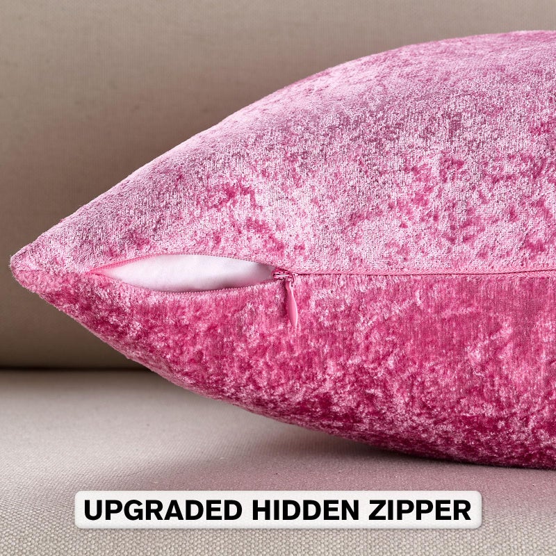 FUTEI Valentine's Day Hot Pink Flannel Throw Pillow Covers 18x18 Inch Set of 2,Soft Crushed Dimensional Textured Cushion Cases,Modern Home Decor for Couch Living Room - Image 3