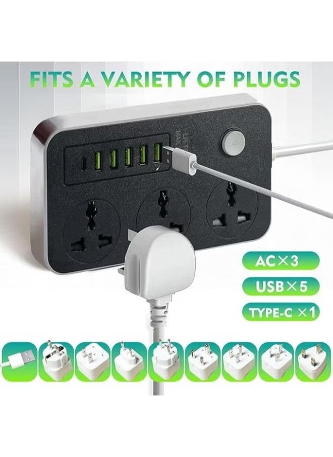 RECRSI Fast Charging Power Extension with USB Ports – Model PS-14 | 2500W Power Strip with 3 AC Sockets & 6 USB Ports | Smart Auto-ID Charging, 3.4A Max Output | Multi-Plug Socket for Home, Office & Kitchen | Durable, Fire-Resistant Extension Board  - Image 4