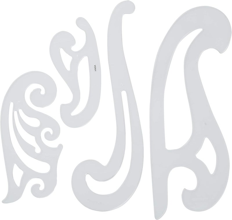 Westcott Acme French Curve Set - 4 Durable Clear Plastic Curves for Arts and Crafts - Image 1