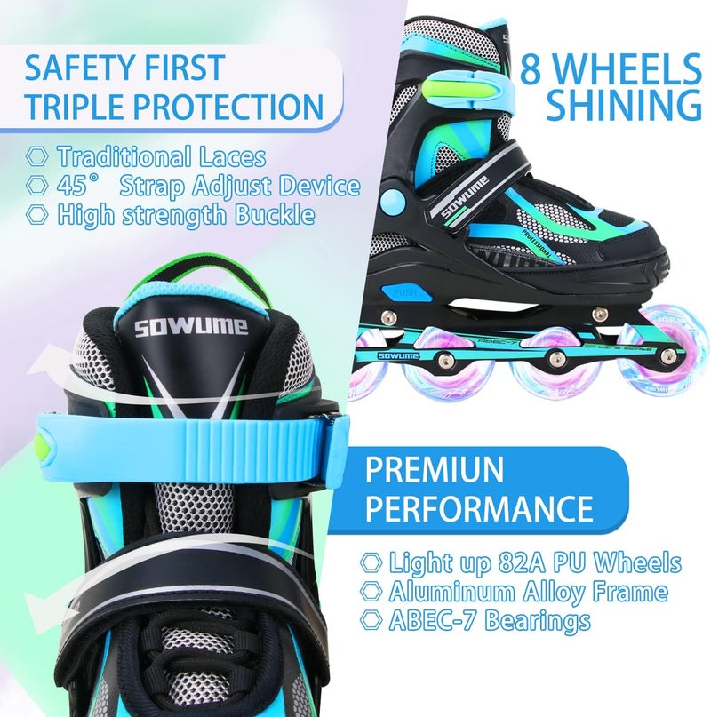 Sowume Adjustable Inline Skates with Light Up Wheels for Kids and Adults - Image 3