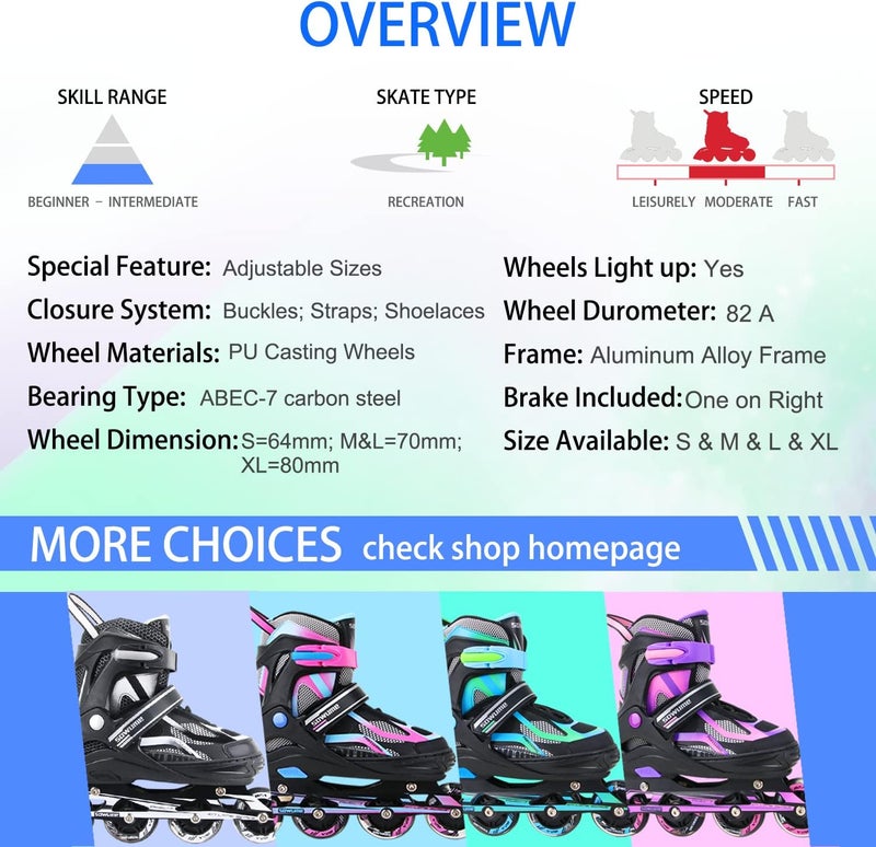 Sowume Adjustable Inline Skates with Light Up Wheels for Kids and Adults - Image 5