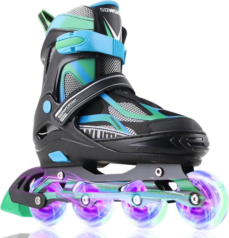 Sowume Adjustable Inline Skates with Light Up Wheels for Kids and Adults - Image 1