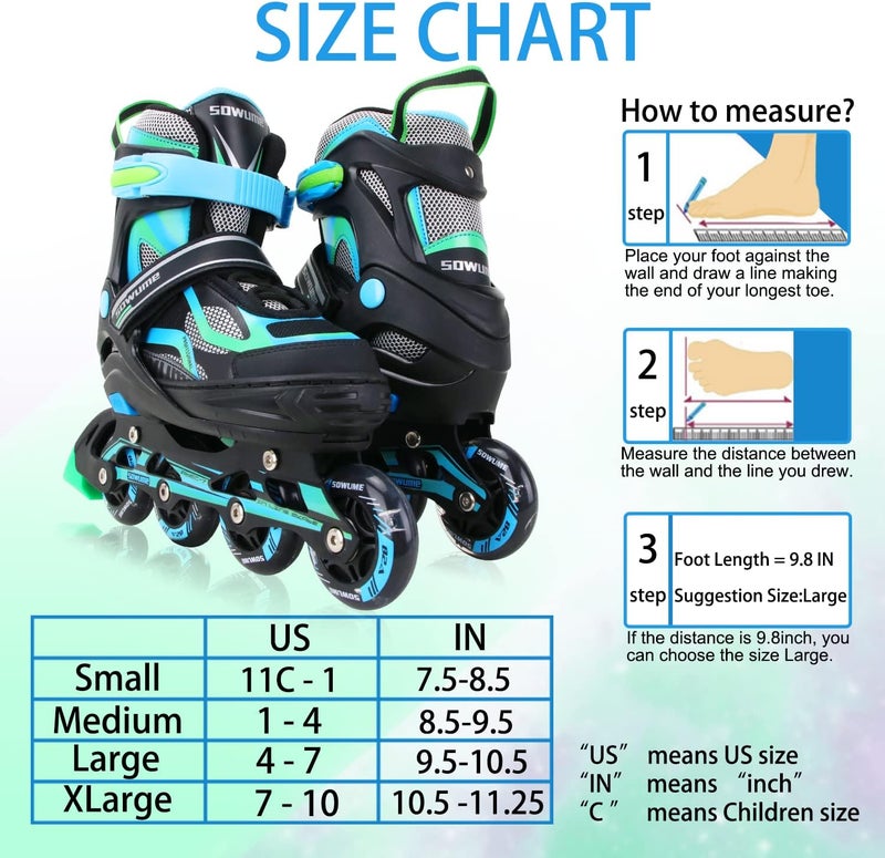 Sowume Adjustable Inline Skates with Light Up Wheels for Kids and Adults - Image 4
