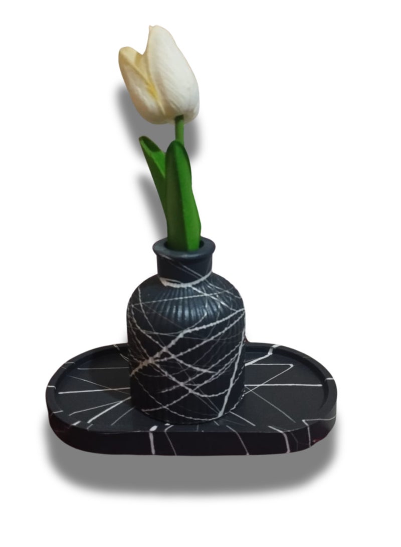 A set of diffusers, a concrete vase, and an embossed glass bottle for concentrated jasmine fragrance - handmade - elegant décor and long-lasting fragrance - ideal for gifts and special occasions.  - Image 5