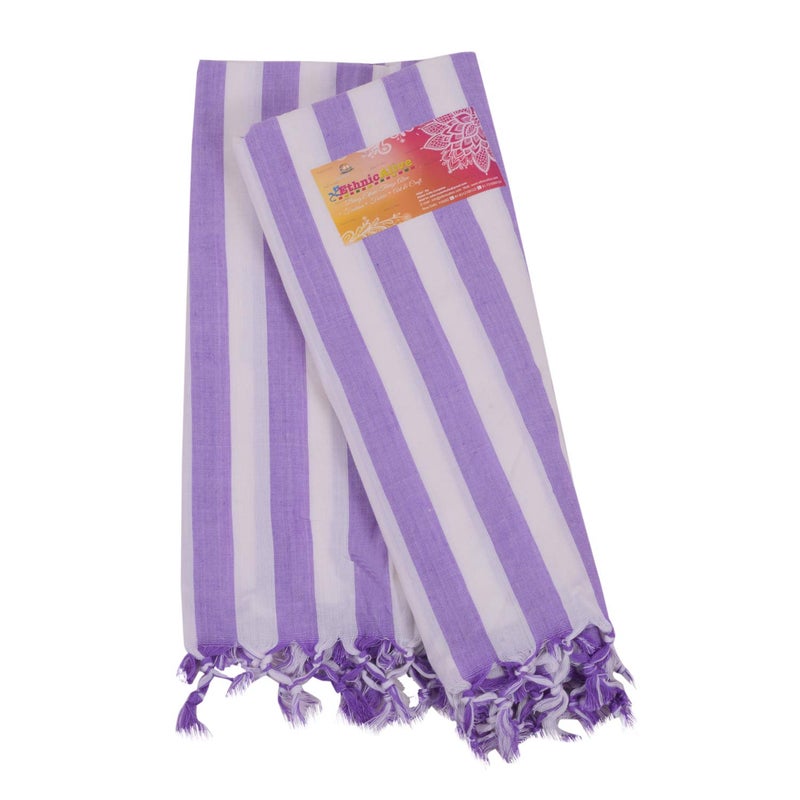 EthnicAlive NIC Bhagalpuri Handloom Organic Purple Patta Design Chadar - Image 3