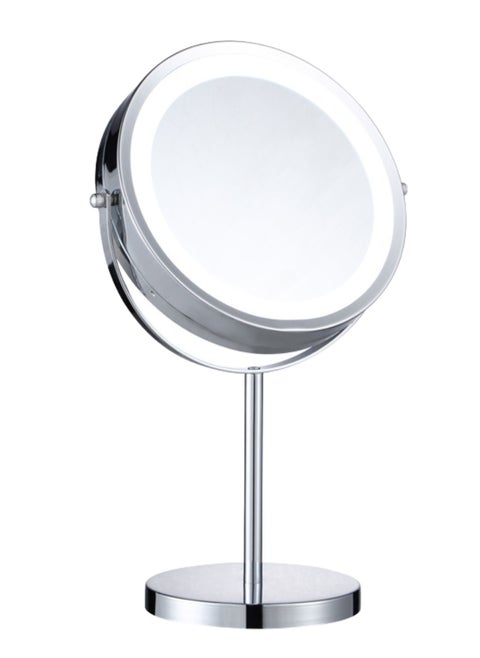 Lighted Makeup Mirror, 7" Portable Lighted Beauty Mirror 1x/10x Magnifying Mirror with Light & Pushbutton Switch 360° Rotation Vanity Mirror Brightness Adjustable Double Sided Cosmetic Mirror for Makeup Travel Gift