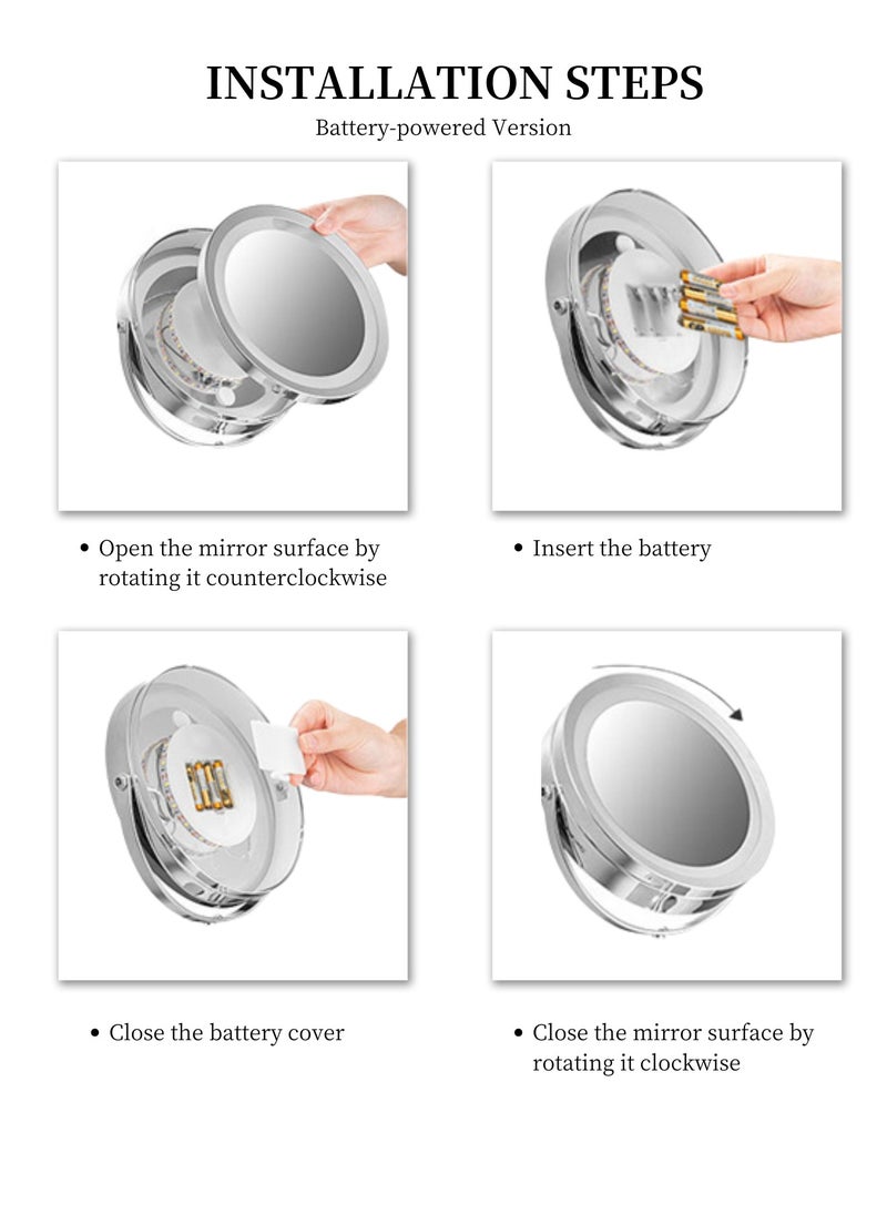 GoldenLike - Lighted Makeup Mirror, 7" Portable Lighted Beauty Mirror 1x/10x Magnifying Mirror with Light & Pushbutton Switch 360° Rotation Vanity Mirror Brightness Adjustable Double Sided Cosmetic Mirror for Makeup Travel Gift - Image 1