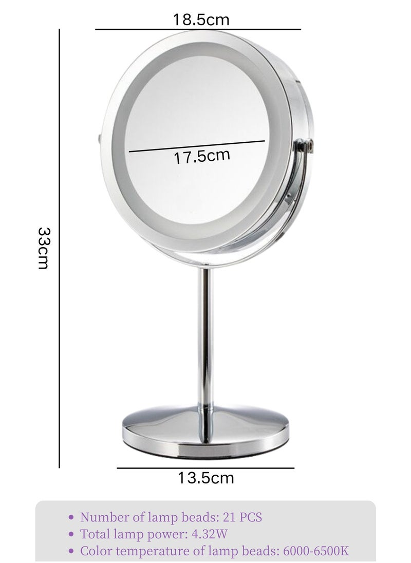 GoldenLike - Lighted Makeup Mirror, 7" Portable Lighted Beauty Mirror 1x/10x Magnifying Mirror with Light & Pushbutton Switch 360° Rotation Vanity Mirror Brightness Adjustable Double Sided Cosmetic Mirror for Makeup Travel Gift - Image 1
