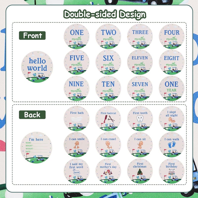 Al Raied ARS® 13pcs Baby Monthly Photo Cards Golf Theme - Wooden Newborn Marker Discs - Image 4