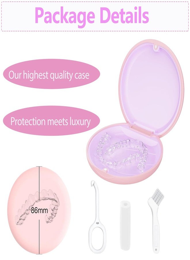 TYSORETY Retainer Case, Slim Aligner Cases for Invisalign, Mouthguard Case with Removal Tools& Aligners Chewies& Brush, Removable Inner Tray Silicone for Easy Cleaning (Pink - Image 4