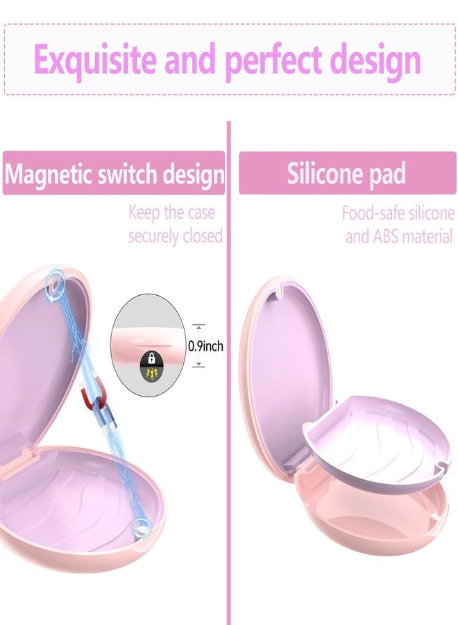 TYSORETY Retainer Case, Slim Aligner Cases for Invisalign, Mouthguard Case with Removal Tools& Aligners Chewies& Brush, Removable Inner Tray Silicone for Easy Cleaning (Pink - Image 3