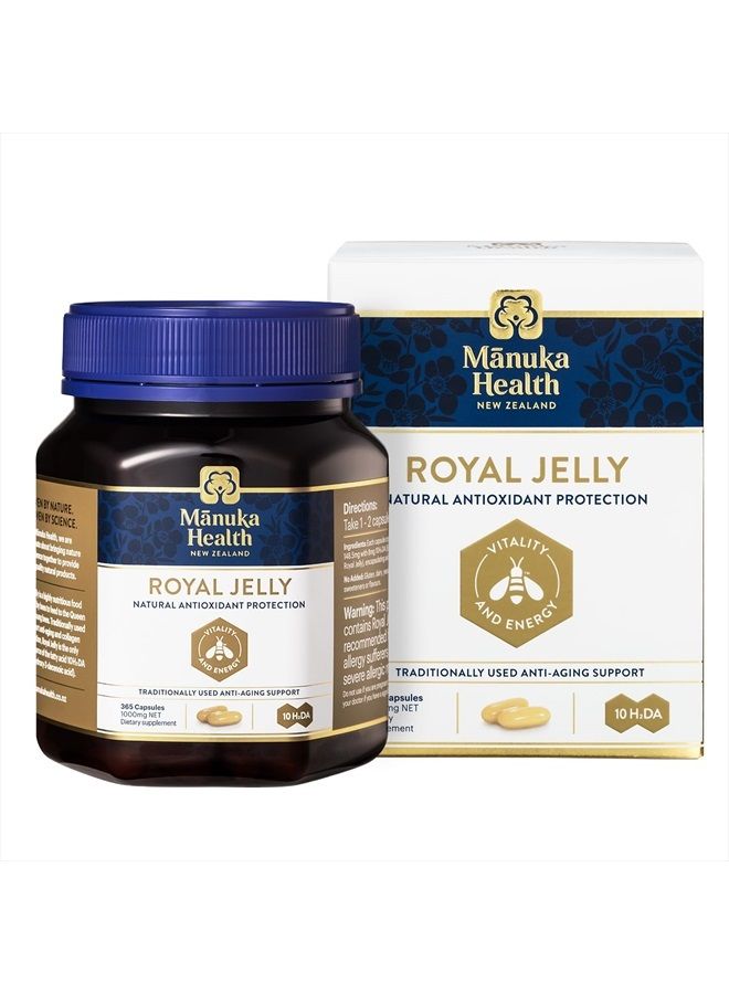 Manuka health Royal Jelly Capsules, 1000mg NET - 365 Count (6-Month Supply) - Traditional Anti Aging Supplement from New Zealand - Image 1
