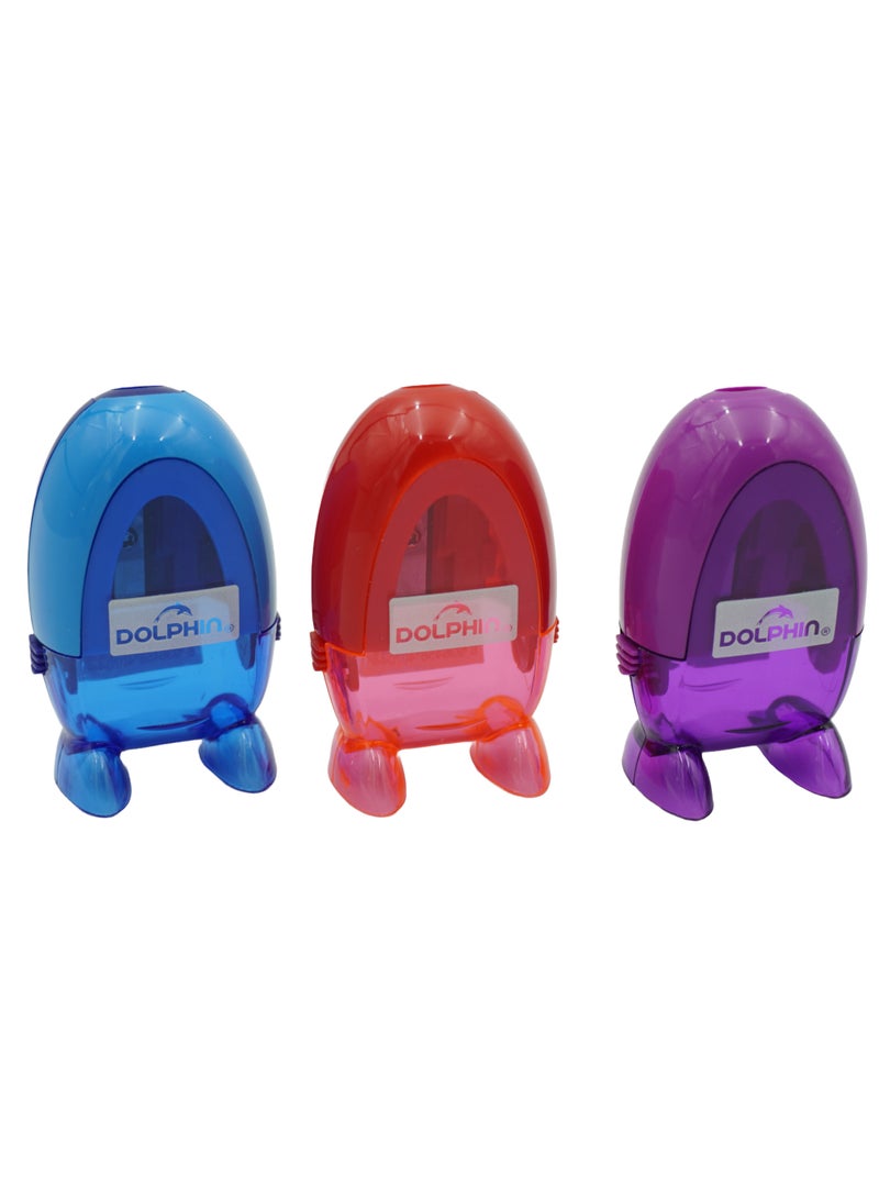 Dolphin Dolphin Penguin Sharpener X07-4 – Pack of 3, High Quality, Sharp Blade, Cute Design, Ideal for School & Home Use 